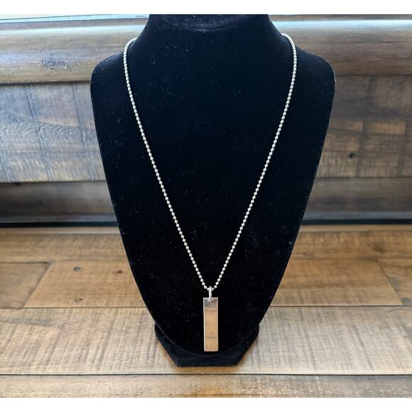 Gucci Jewelry - Gucci Rectangle Pendant Necklace 925 Sterling Silver Ball Chain Unisex Italy 20"